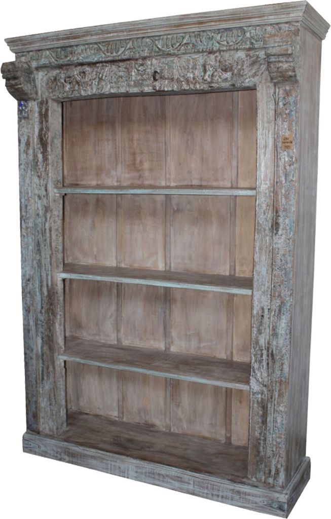 Regal aus Mango Massiv Holz Muster 003 Vintage Braun 208cm hoch für Diele oder Schlafzimmer | Standregal ohne bohren für Badezimmer | Raumteiler ...