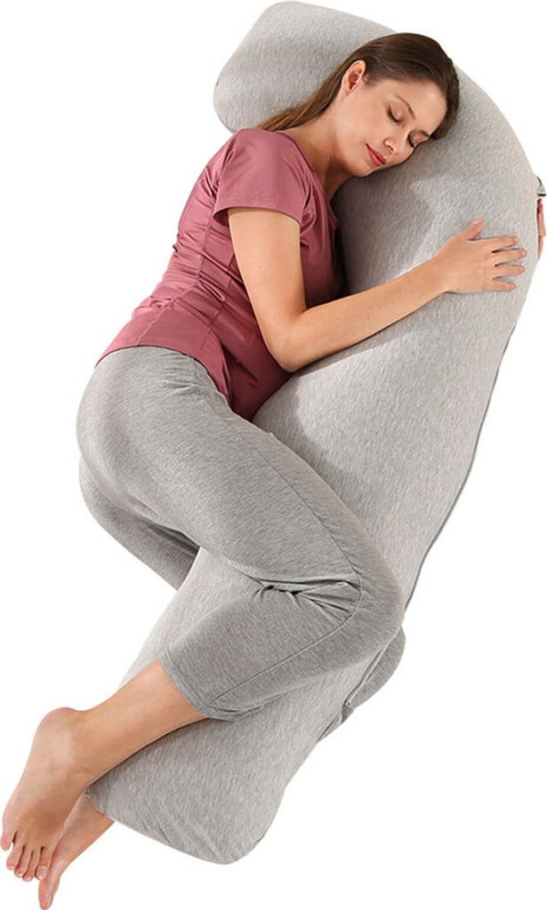 (gris clair) Coussin de grossesse en forme de J pour Image du produit 
