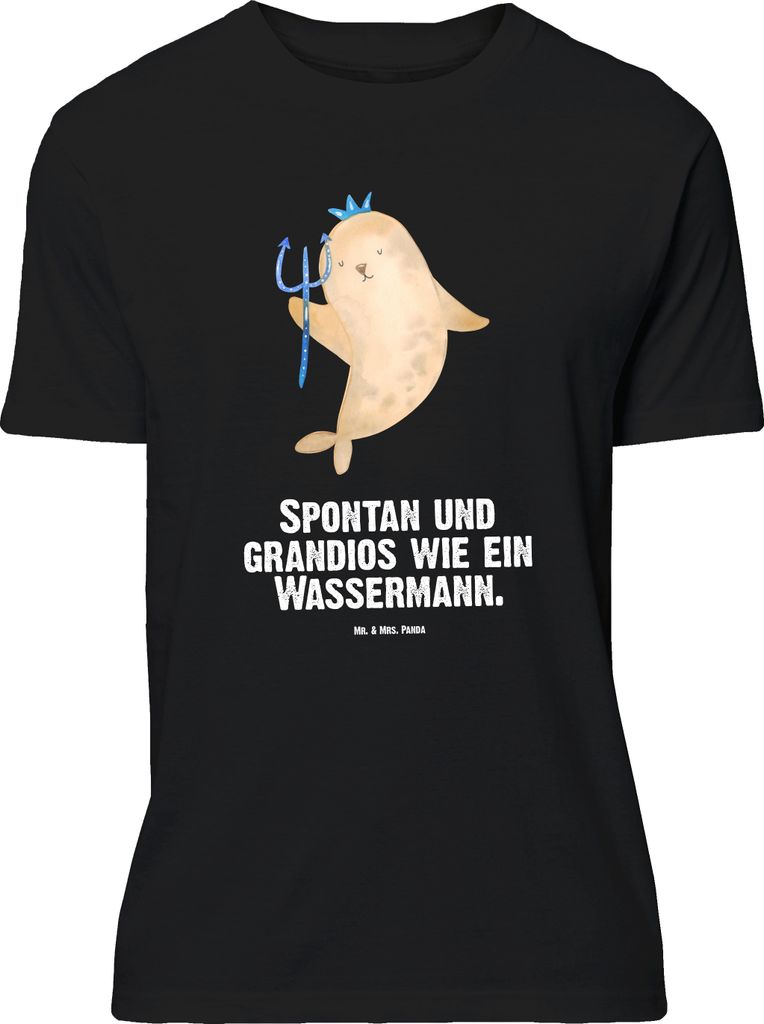 Mr. & Mrs. Panda oberteil Sternzeichen Wassermann - Schwarz - Geschenk, Geburtstag Januar, Februar, Shirt, Tshirt, S T-Shirt, Lustiges, Nix, Meer
