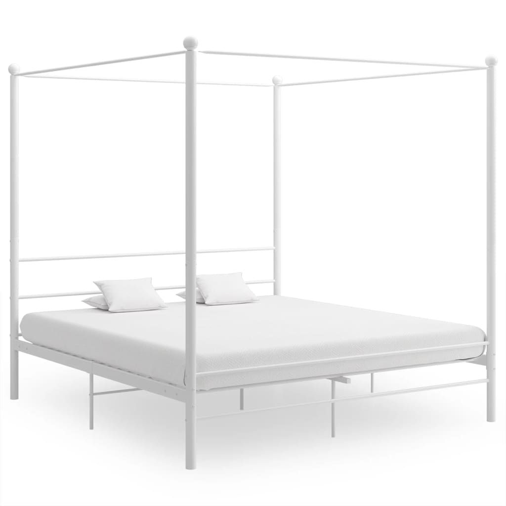 Ankonbej Himmelbett Weiß Metall 200x200 cm