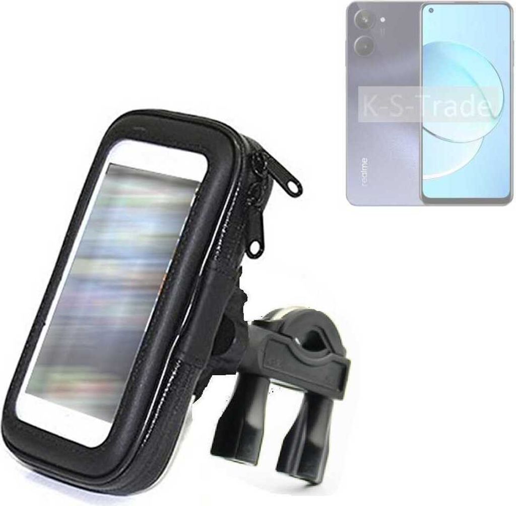 K-S-Trade Fahrrad-Halterung kompatibel mit Realme 10 Handy-Halterung Halter Lenkstange Fahrradhalterung Motorrad Bike Mount Wasserabweisend
