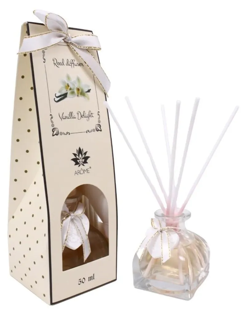 ARÔME Diffuseur de Parfum 50 ml Délice de Vanille avec Bâtonnets en Bois