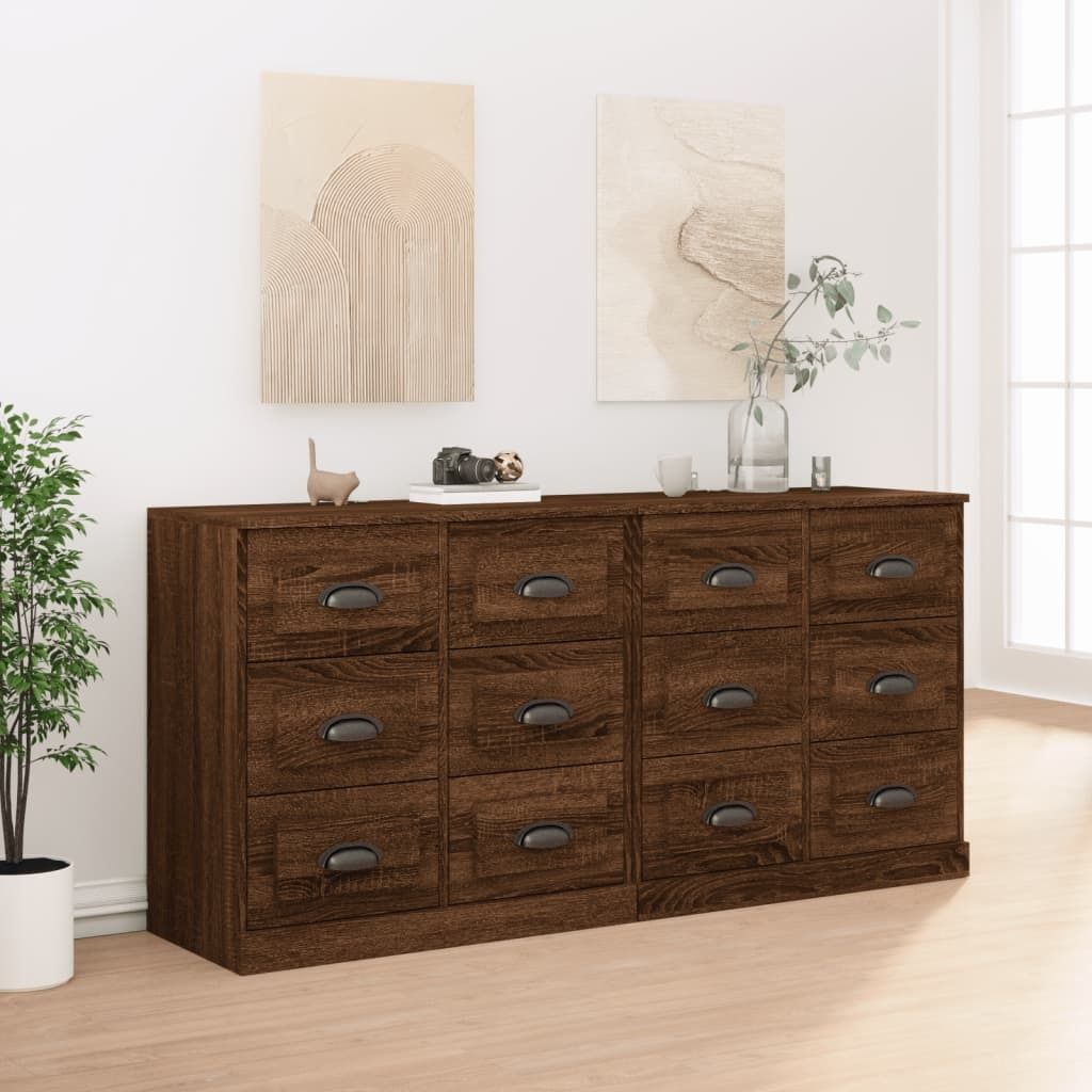 Maison Exclusive - Sideboards 2 Stk. Braun Eichen-Optik Holzwerkstoff