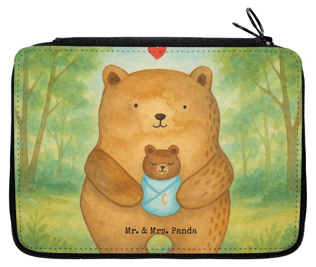 Mr. & Mrs. Panda Mäppchen Bär Baby Design - Weiß - Geschenk, Schüleretui, Geburt, Geburtstag, Nichte, Eltern, Federtasche, Teddy, Etui, Federma...
