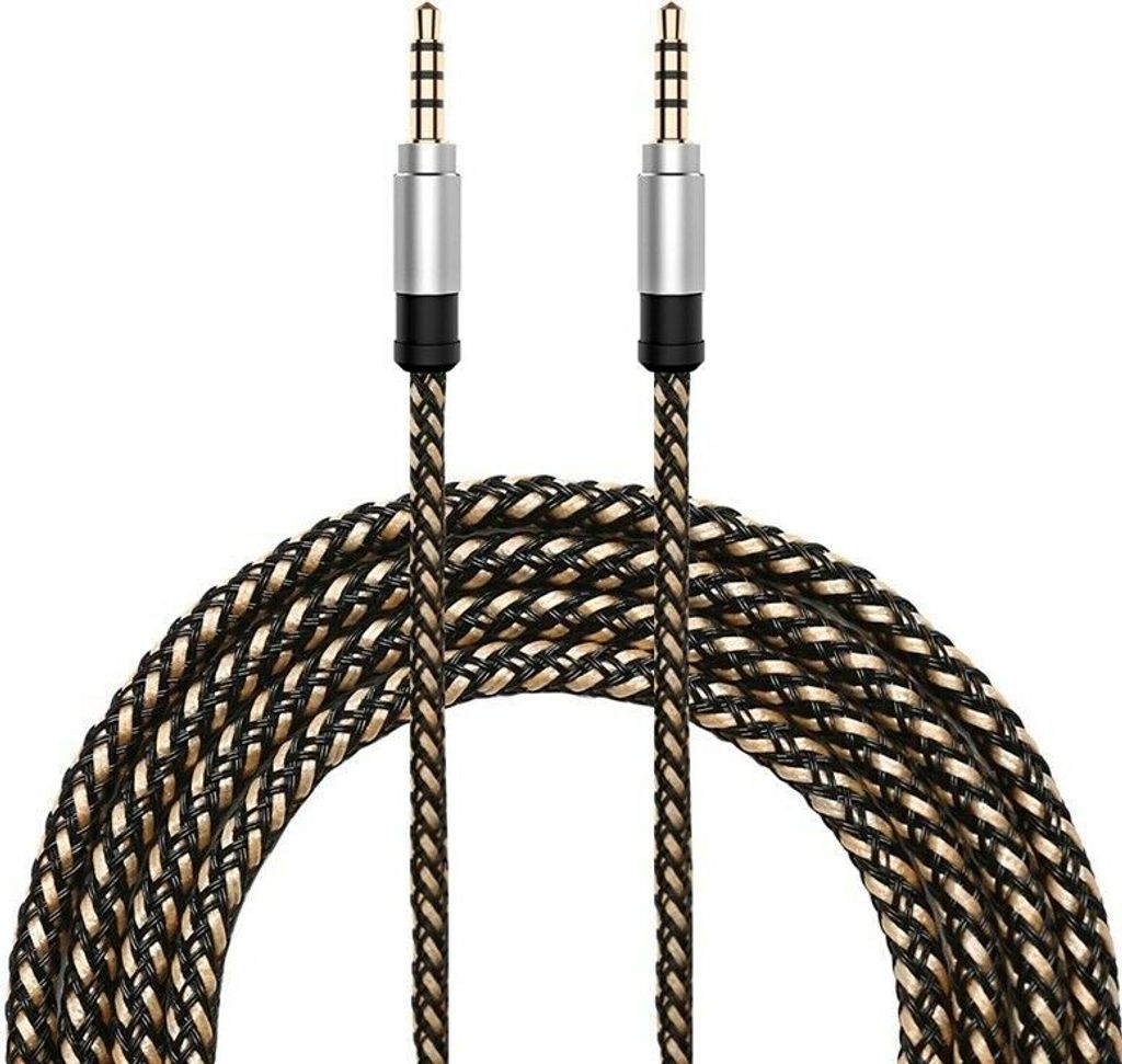 AUX Kabel 3,5mm auf Klinken Stecker für Auto iPhone MP3 Handy 1,5m 4-pol Braun
