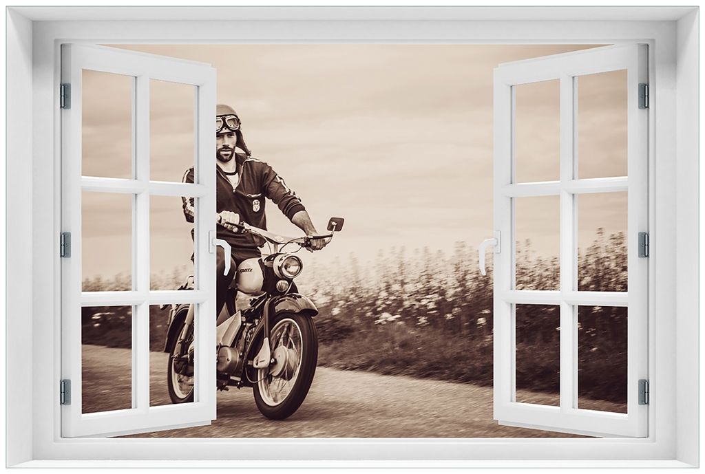 Wallario Premium Glasbild mit Fensterrahmen, freischwebende Produktbild 