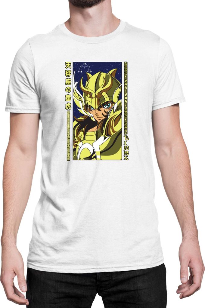 Herren T-Shirt Japan Anime Manga Saint Anime Seiya Libra Libra, Man XL / Weiß