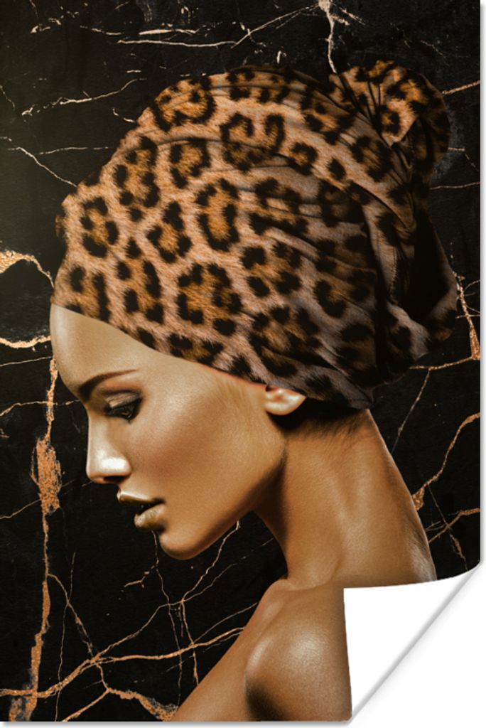 MuchoWow Poster Frau - Tigerdruck - Abstrakt 40x60 cm - Plakate für die Wand - Poster Babyzimmer