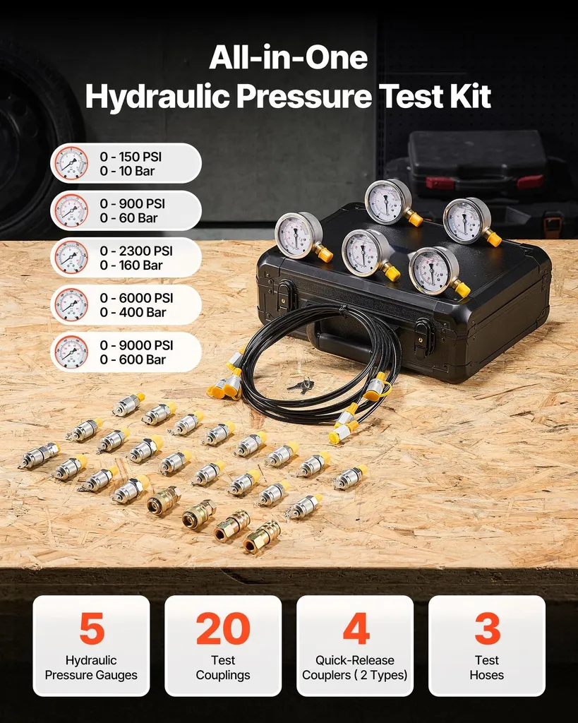 Coffret de diagnostic hydraulique complet avec manomètres et raccords - 2