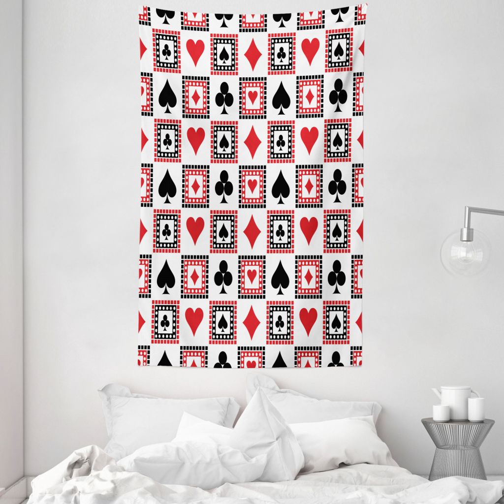 ABAKUHAUS Kasino Wandteppich und Tagesdecke, Kartenspielen aus Weiches Mikrofaser Stoff Waschbar ohne Verblassen Digitaldruck, 140 x 230 cm, Scharl...