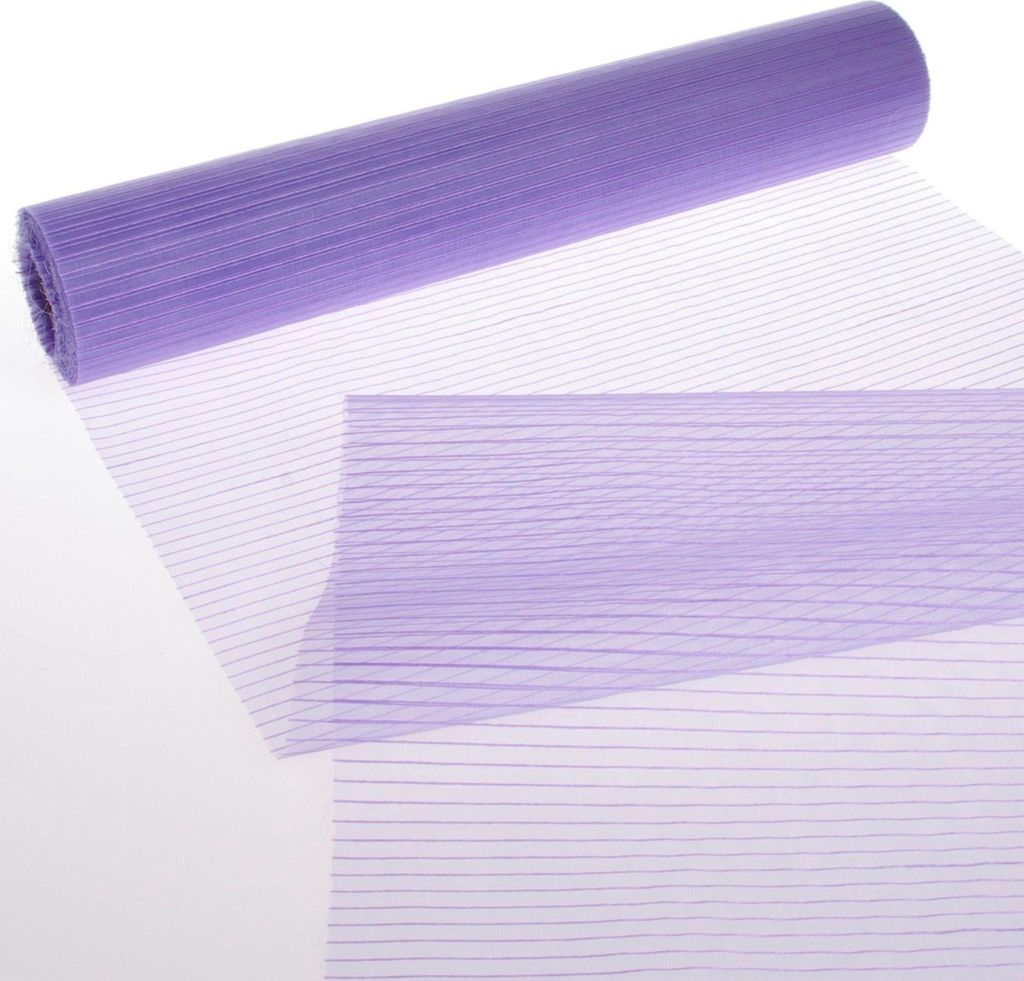 Tischläufer Organza mit Web-Streifen - lavendel - 28 cm x 15 m 70 280 006