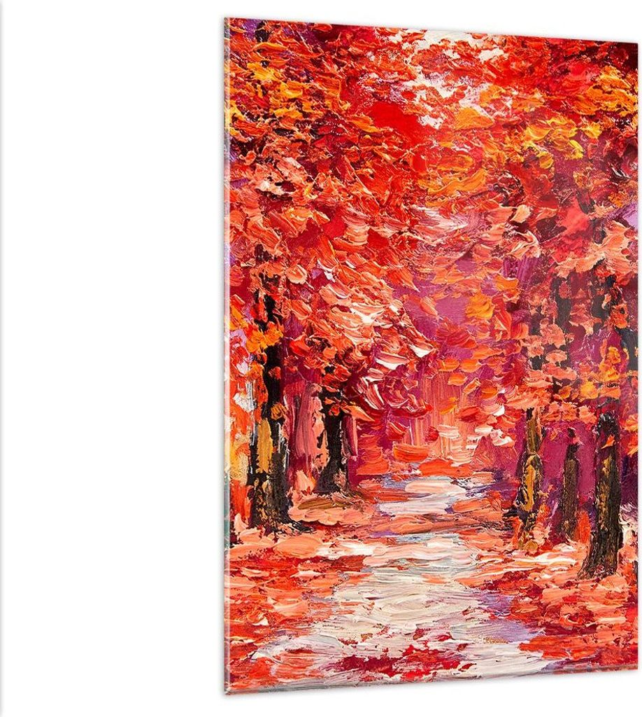 Bilder auf glas - Einteilig - Herbst Park Allee - 80x120cm - Glasbilder - Wandbilder - Bilder - zum Aufhängen bereit - Wanddekoration aus Glas - G...