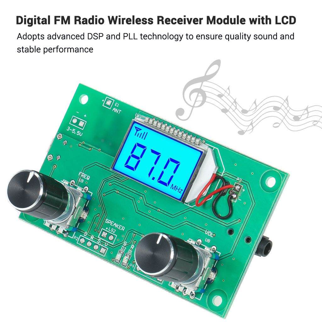 Digitales FM-Radio, kabelloses Empfaengermodul, LCD-Display mit Hintergrundbeleuchtung, DSP-PLL-Modul, 76,0 MHz šC 108,0 MHz, Mini-Digital-Stereo-...