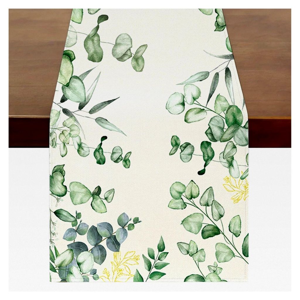 Tischläufer Eukalyptus in Salbeigrün für Hochzeiten und Feiern, 180x35cm