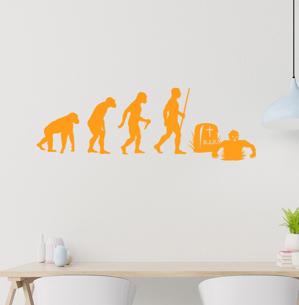 Zombie Untot Evolution Wandtattoo Wandaufkleber Wall Sticker - Dekoration, Küche, Wohnzimmer, Schlafzimmer, Badezimmer