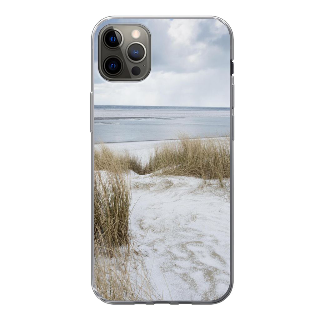 MuchoWow Handyhülle Schutzhülle Hülle für iPhone 12 Pro Max Nordsee - Dünen - Wasser Silikon Softcase Handy Hülle - Hartschale