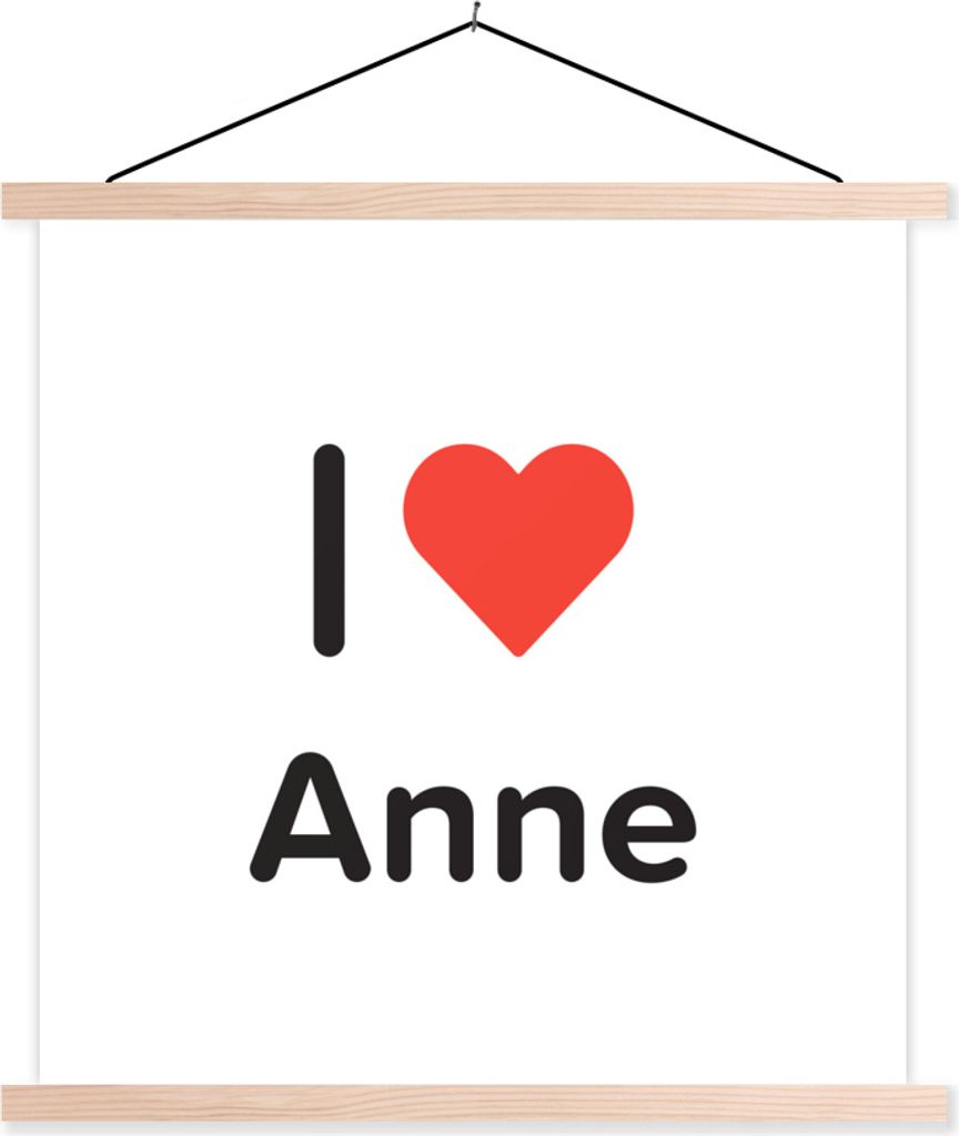 MuchoWow Textilposter Ich liebe - Anne - Mädchen 40x40 cm mit holzfarbenen Rahmen - Posterleiste