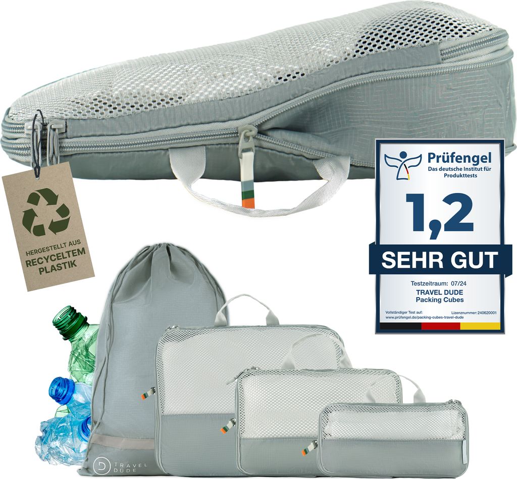 TRAVEL DUDE Packwürfel Set mit Kompression aus recycelten Produktbild 1
