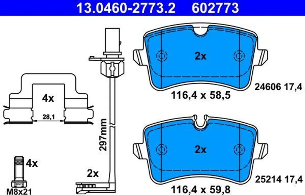 Plaquettes ATE 13.0460-2773.2 Performance Silencieuse pour Audi A8 4H