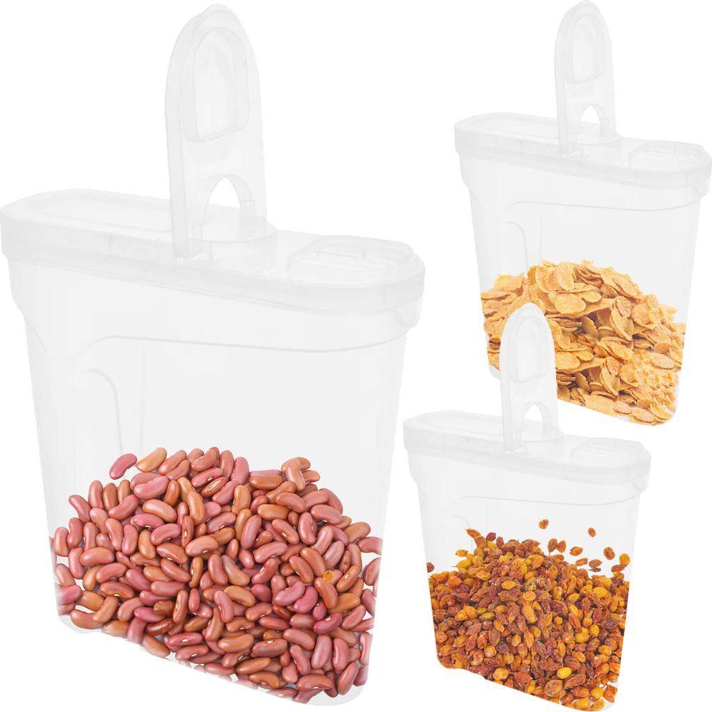 Set 3x 2,4 L Aufbewahrungsbox Küche Behälter aus Plastik Mit Deckel, Vorratsgläser zur Aufbewahrung Lebensmittel, Vorratsdose Küchenorganizer, ...