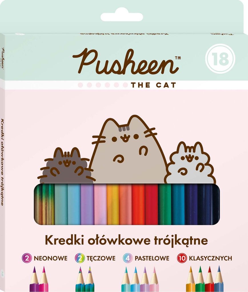 Kredki ołówkowe Bambino trójkątne Pusheen 18 kolorów Obrázok produktu 