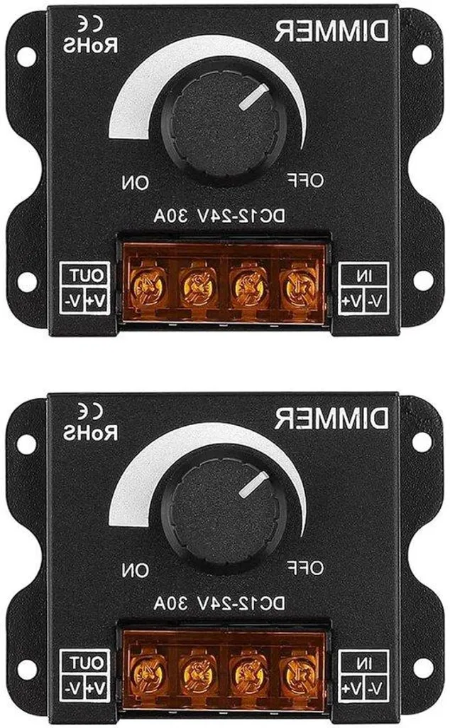 Variateur LED PWM Anti-Scintillement 12V 24V 30A Boîtier Métal Noir Lot 2