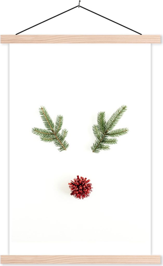 MuchoWow Textilposter Weihnachten - Zweige - Weihnachtsdekoration 40x60 cm mit holzfarbenen Rahmen - Poster