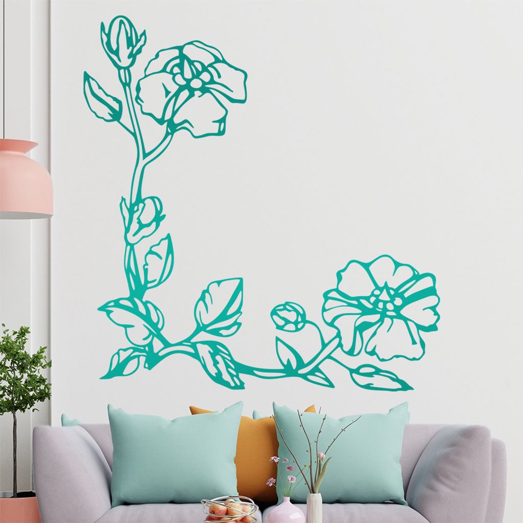 Blumen - Ranken Wandtattoo in 6 Größen - Wandaufkleber Wall Sticker - Dekoration, Küche, Wohnzimmer, Schlafzimmer, Badezimmer