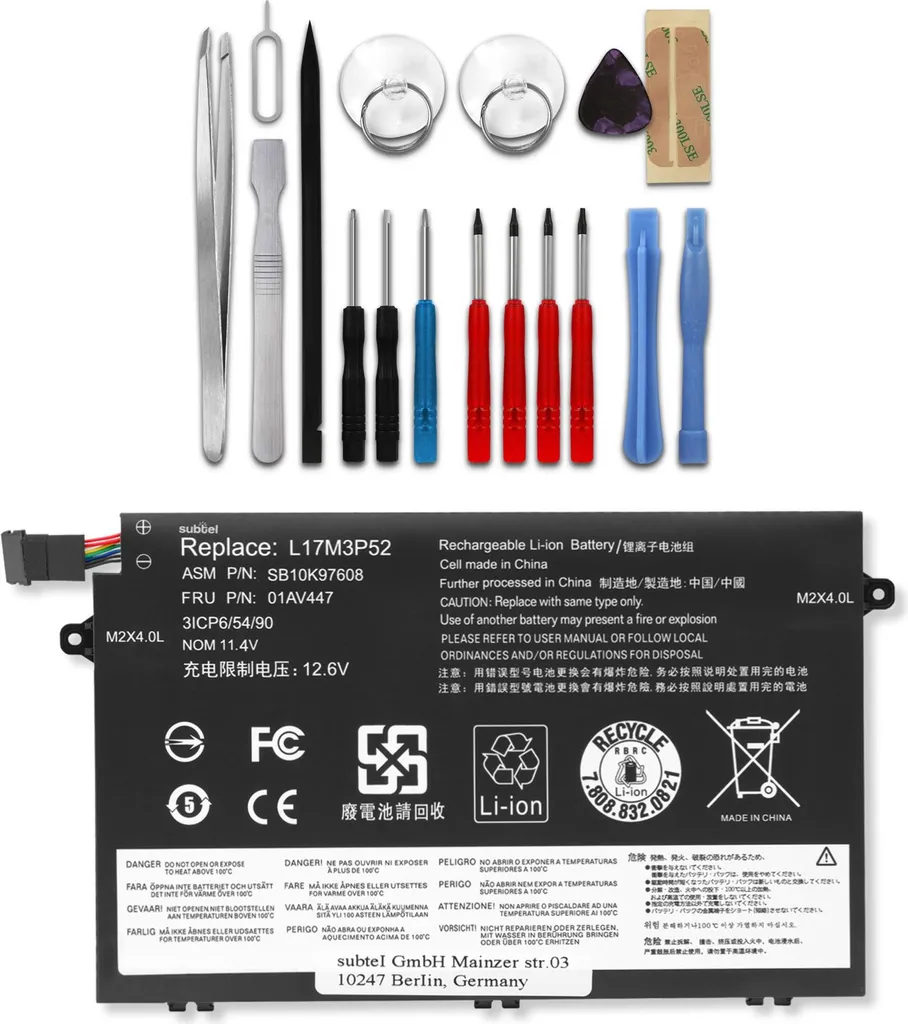 Batterie Lenovo ThinkPad E480 E580 E590 01AV445 4100mAh avec Kit Outils