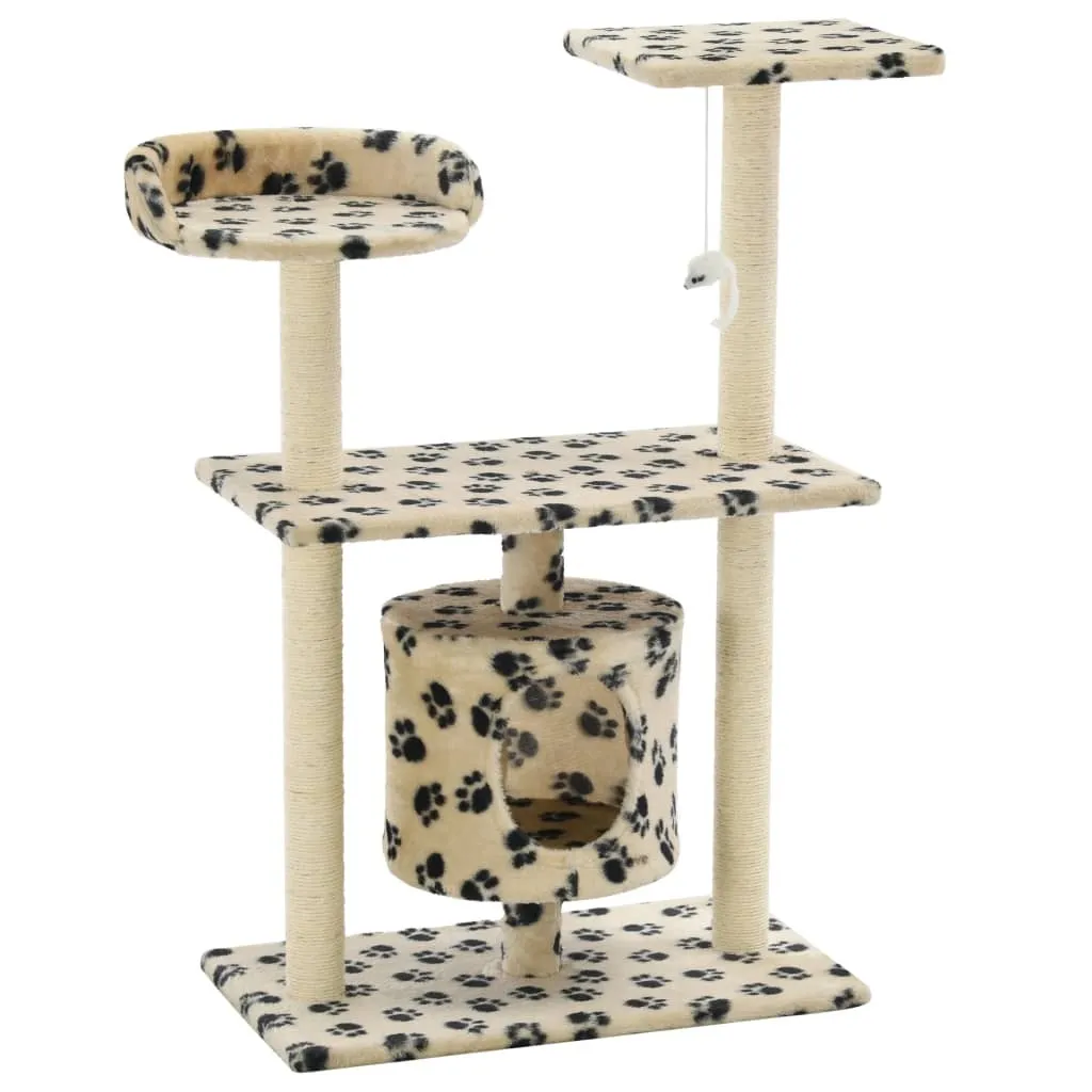 Arbre à chat beige 95 cm : la solution idéale pour griffes et siestes