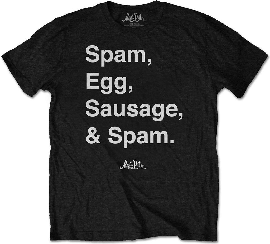Monty Python - "Spam" T-Shirt für Herren/Damen Uni RO2020 (L) (Schwarz)