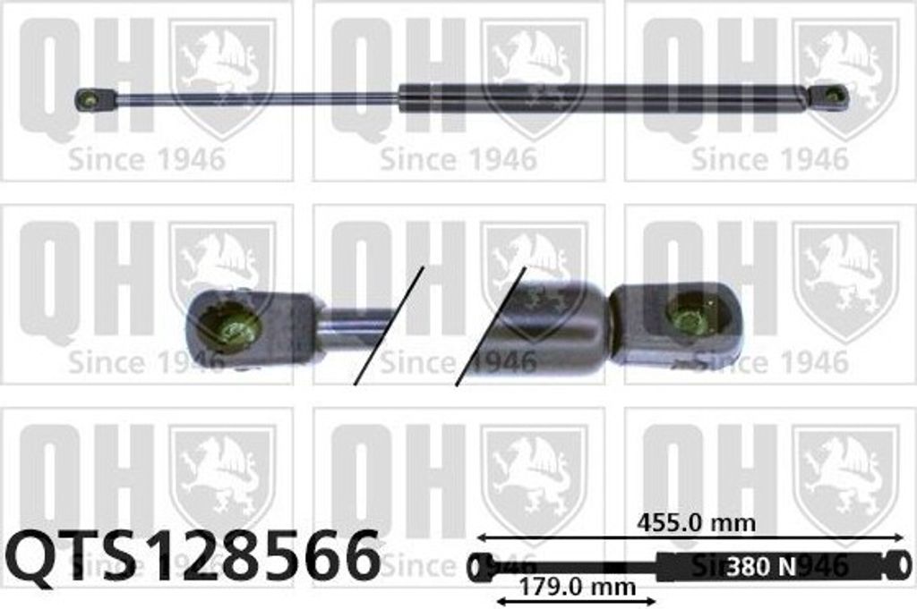 QUINTON HAZELL QTS128566 Gasfeder Heckklappendämpfer für FIAT PUNTO (188) 455mm