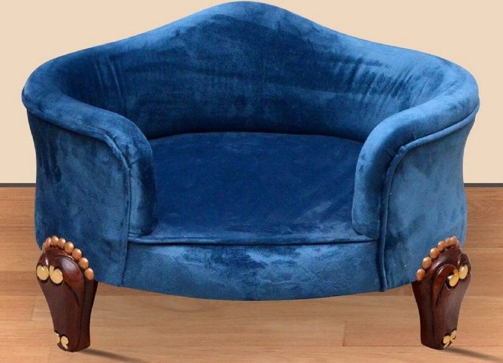 Casa Padrino Barock Hundebett Royal Blau / Braun / Gold - Barock Hundemöbel - Barock Tiermöbel - Prunkvolle Tiermöbel im Barockstil