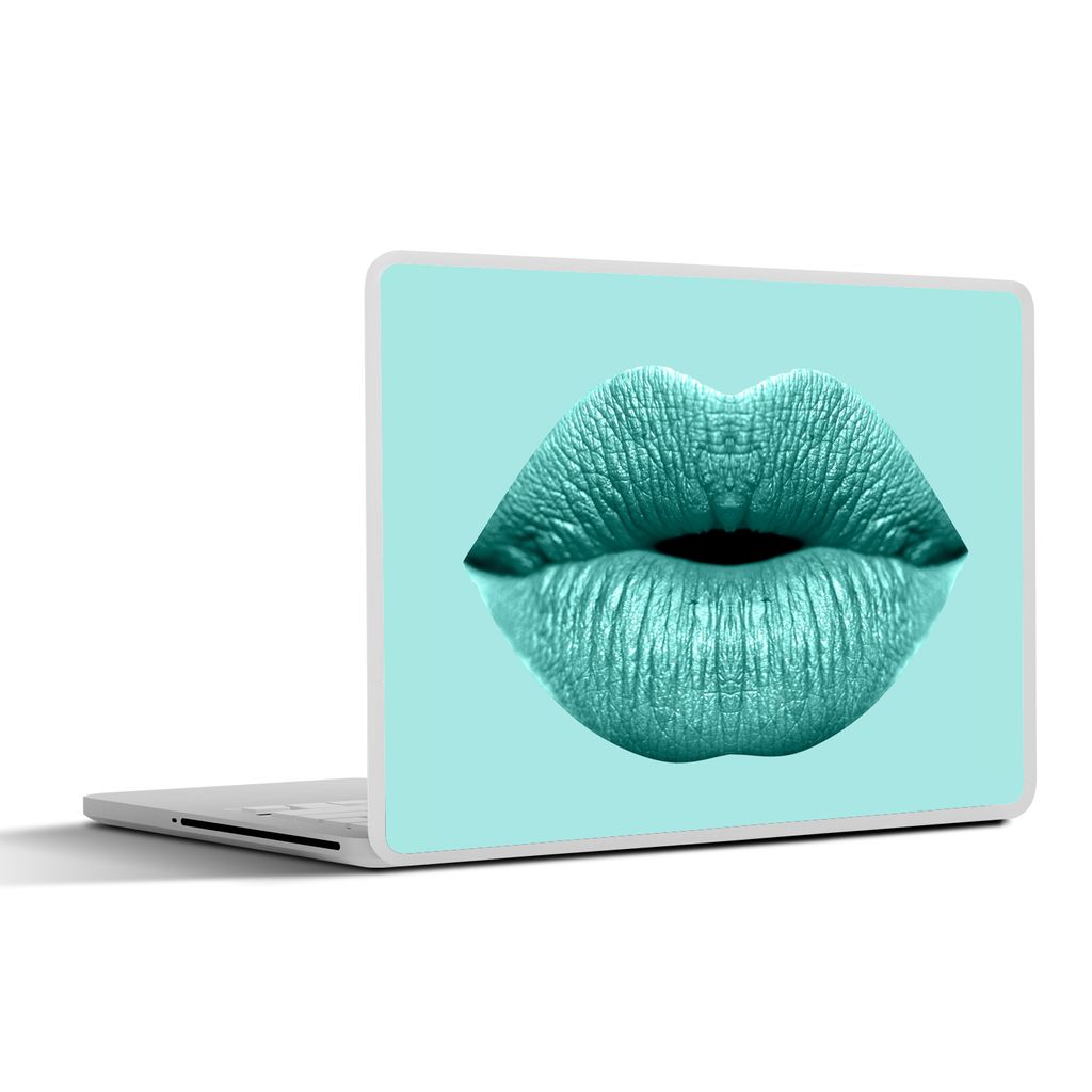 MuchoWow Laptop Aufkleber Sticker Cover Lippen - Pastell - Blau 25x18 cm - Laptop-Deko