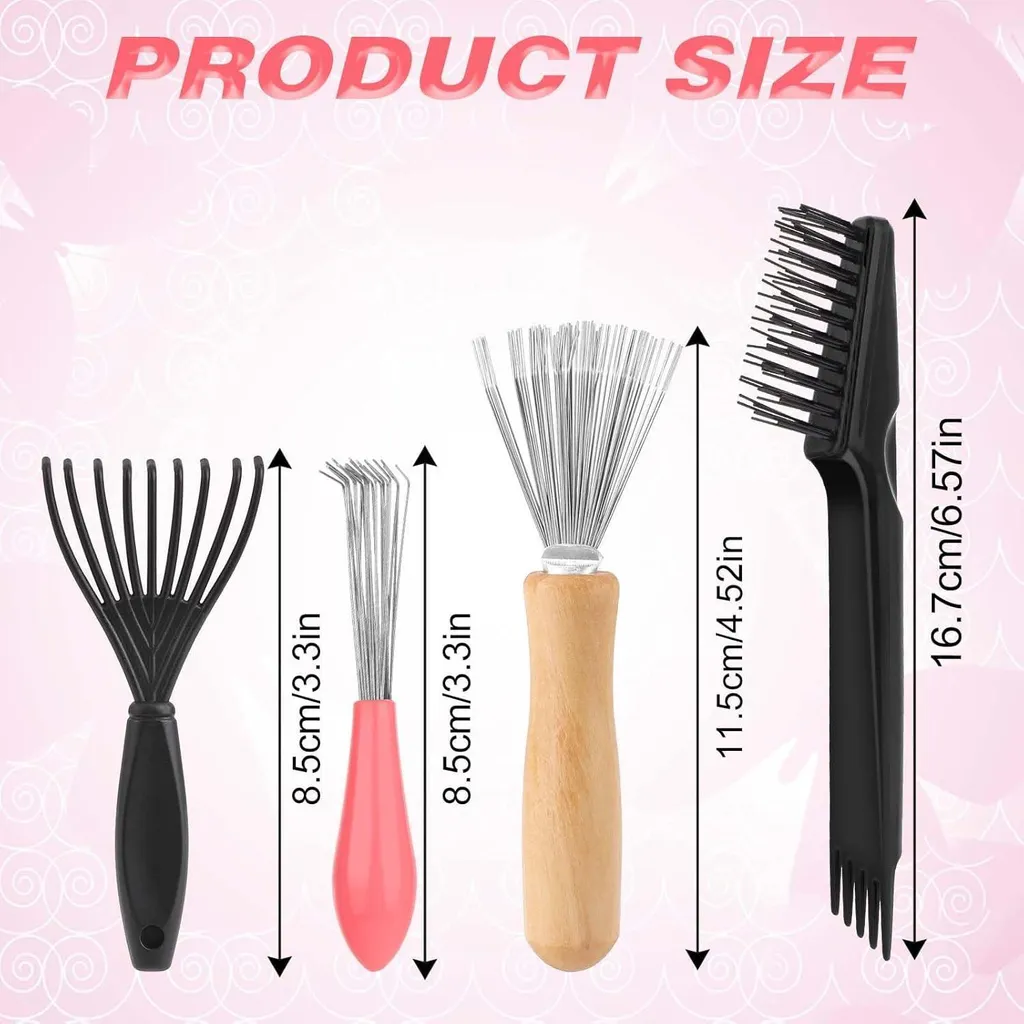 Kit nettoyage brosses à cheveux multi-usage avec griffe et mini brosse