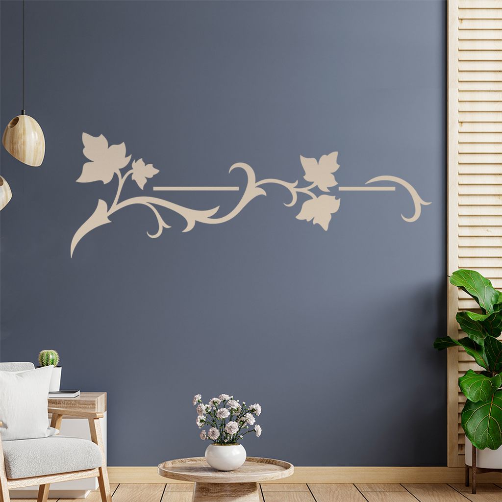 Blätter - Linien Wandtattoo in 6 Größen - Wandaufkleber Wall Sticker - Dekoration, Küche, Wohnzimmer, Schlafzimmer, Badezimmer