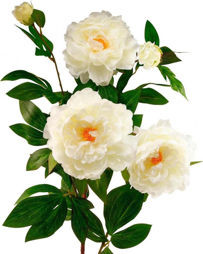 Seidenblume Pfingstrose künstlich Creme Weiß 135cm Dekoblumen Real-Touch Garten Deko