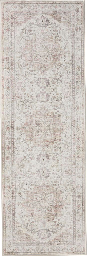 Interiyou Waschbarer Teppich Gent Rosa/Beige 80x240 cm Produktbild 