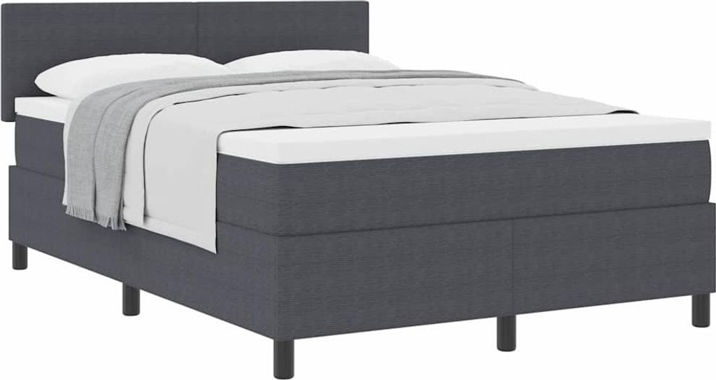 Boxspringbett Dunkelgrau und Weiß 160 x 200 cm Cordstoff