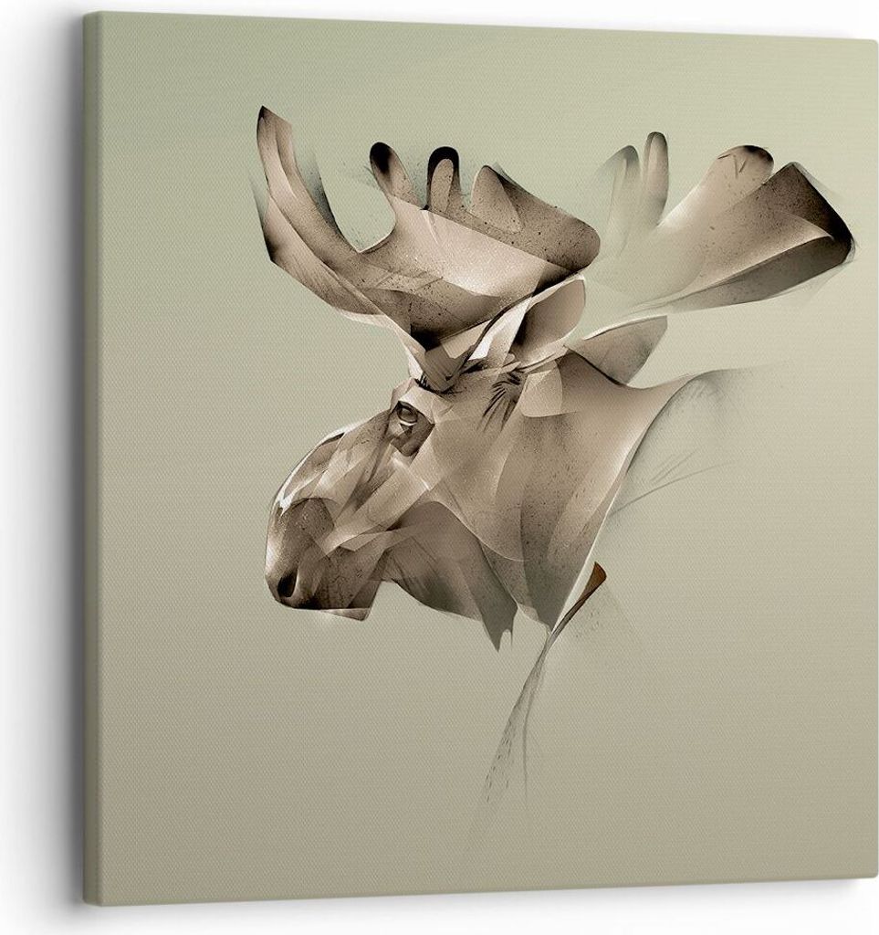 Bild auf Leinwand - Leinwandbild - Elch Abstraktion - 30x30cm - Wand Bild - Wanddeko - Wandbilder - Leinwanddruck - Bilder - Kunstdruck - Wanddekor...