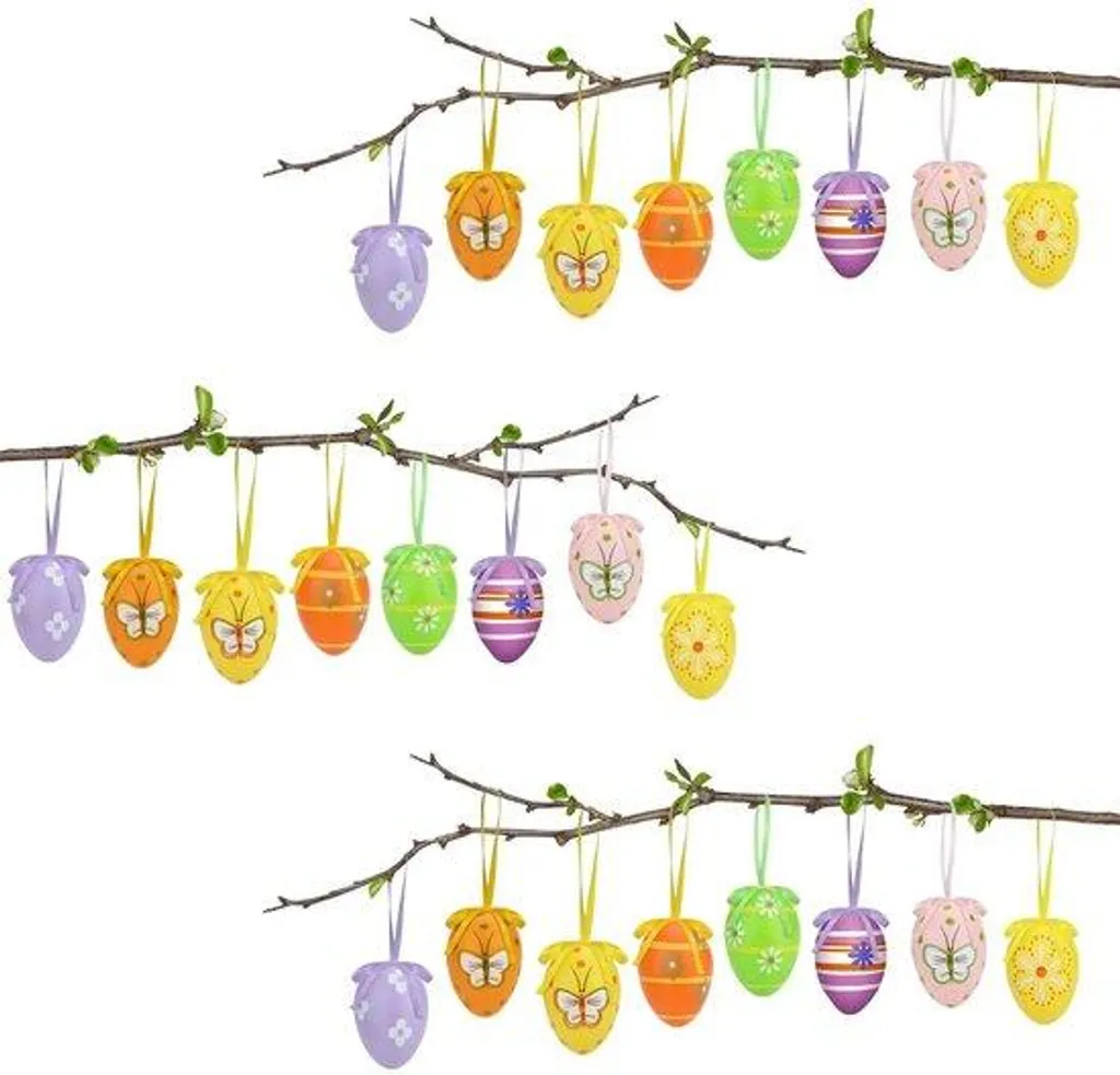 Décoration de Pâques Durable et Réutilisable - 24 Pièces Plastique Sans BPA