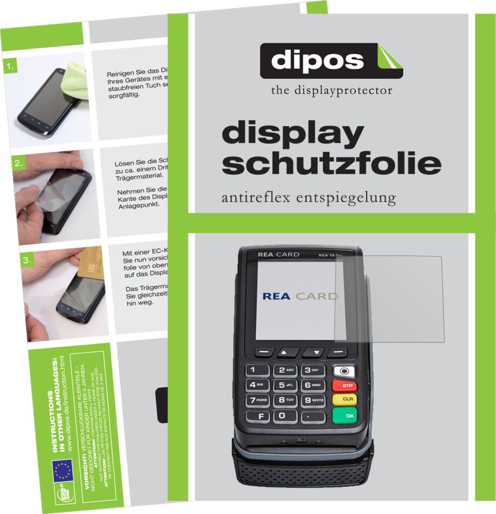 2x Schutzfolie für REA CARD T8 flex Terminal matt Displayschutzfolie Folie Display Schutz dipos