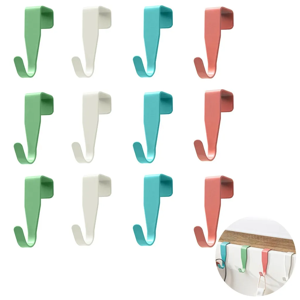 Lot de 12 Crochets de Porte Réversibles en Acier pour Manteaux et Sacs