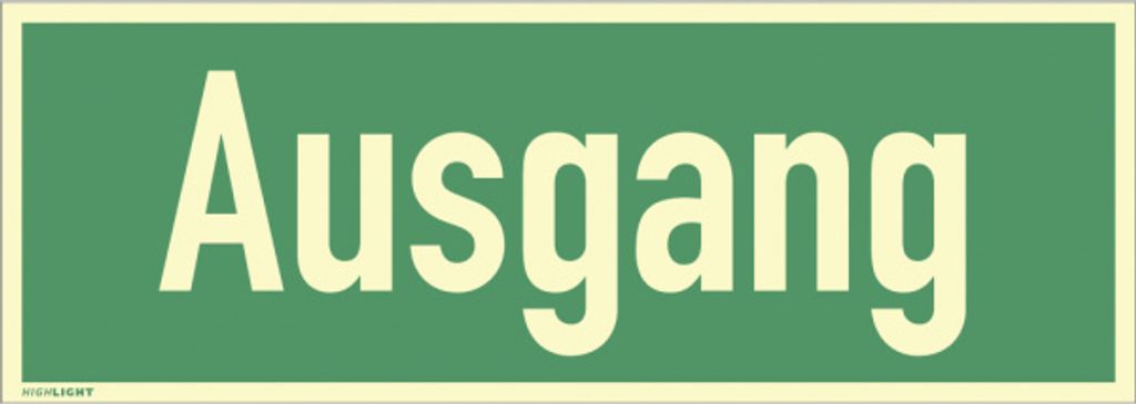 Dreifke Schild Ausgang, Kunststoff, langnachleuchtend, 160-mcd, 297x105 mm