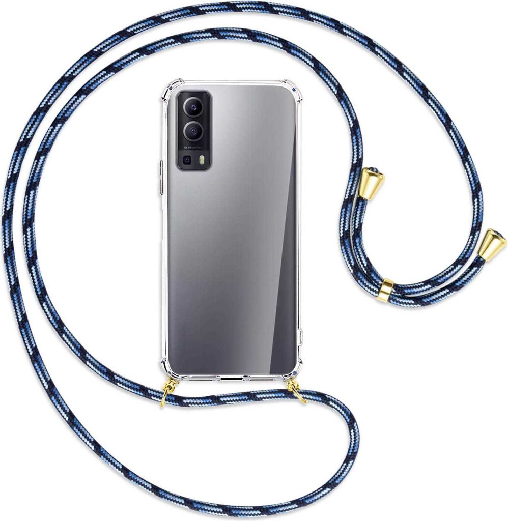 Handykette Backcover-Schutzhülle mit Band (Metall goldfarben) für vivo Y52 5G / Y72 5G / vivo iQOO Z3 - Blautöne