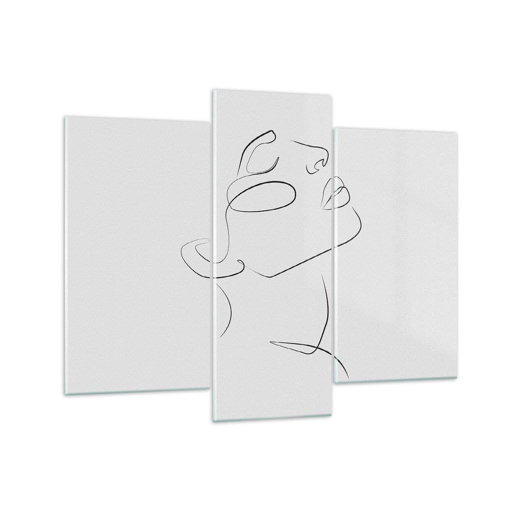 Bilder auf glas - 3 Teile - Stück Linear Gesicht - 130x100cm - Glasbilder - Wandbilder - Bilder - zum Aufhängen bereit - Wanddekoration aus Glas ...