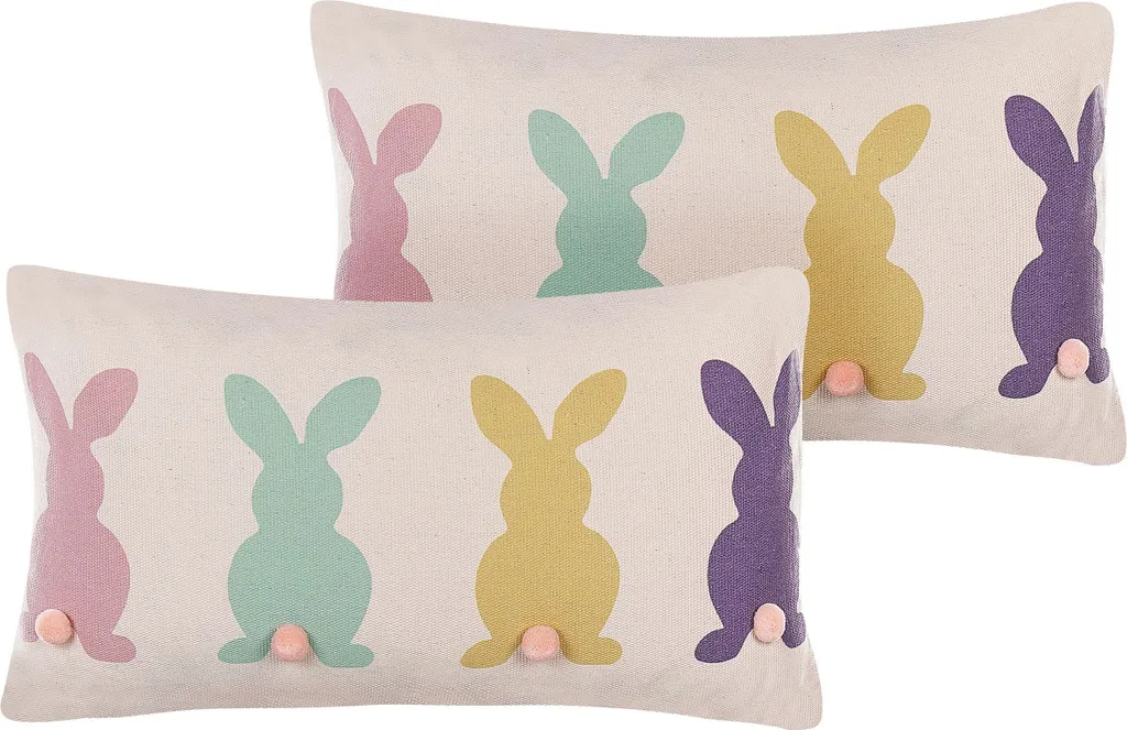 Égayez votre Canapé avec ce Set de Coussins Lapins de Pâques en Coton