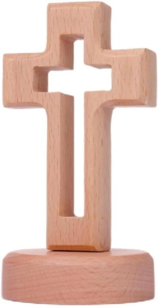 Croix de Noël en bois clair de qualité - Finition artisanale 12 cm