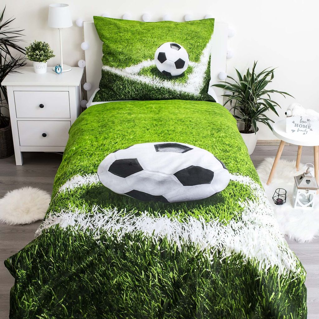 Jerry Fabrics Bettwäsche Fußball 140 x 200 + 70 x 90 cm Produktbild 