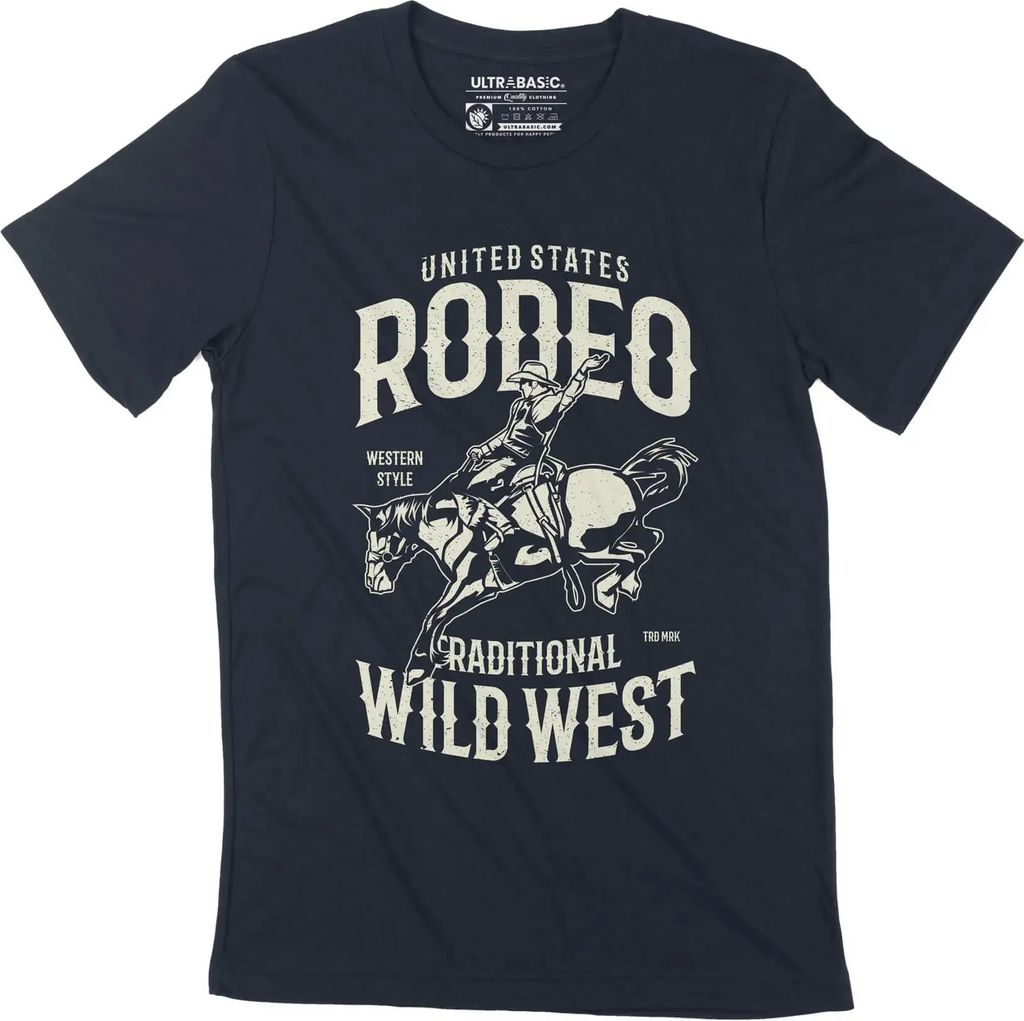 Herren Grafik T-Shirt Rodeo - Reiten - traditioneller Wilder Westen – Rodeo - Horse Riding - Traditional Wild West – Öko-Verantwortlich Vintage